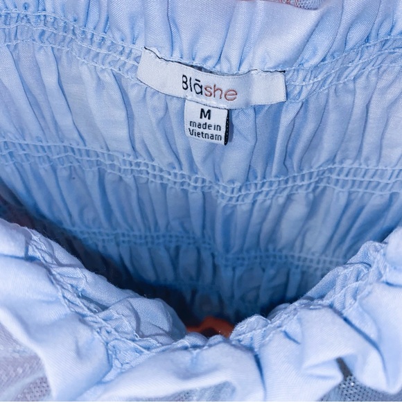 Cinderella Blue Top Puff Sleeve Elegant Lace Mesh Soft Tulle Crop Medium Blāshe - Picture 6 of 13